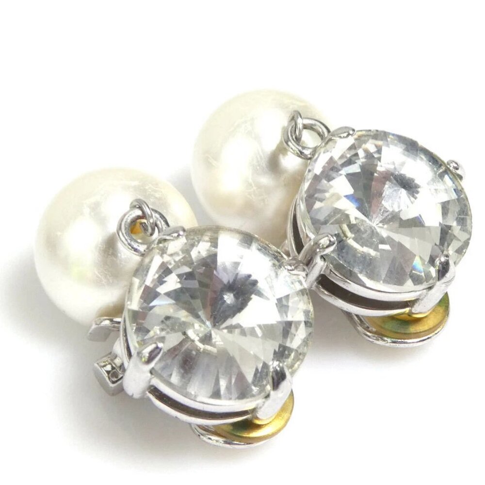Auth MIU MIU Earrings Silver/White Metal/Faux Pearl - Picture 6 of 10